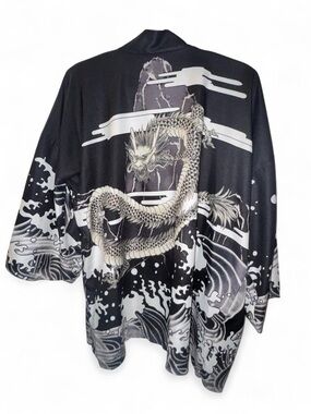 Black Dragon Print Haori